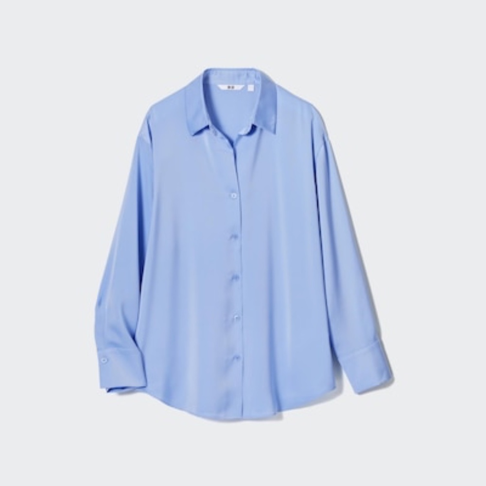 Gently worn Uniqlo Light Blue Satin Blouse Size XL